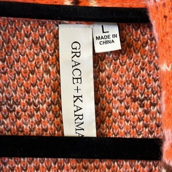 Sweater Jacket Large Grace + Karma Aztec Fringe Print - Picture 9 of 9